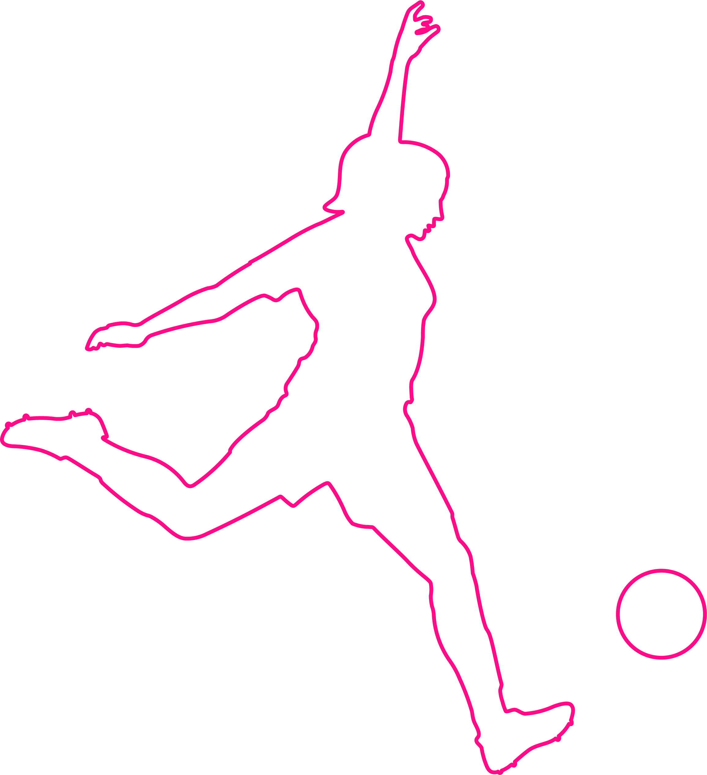 Girl kicking ball - outline - P