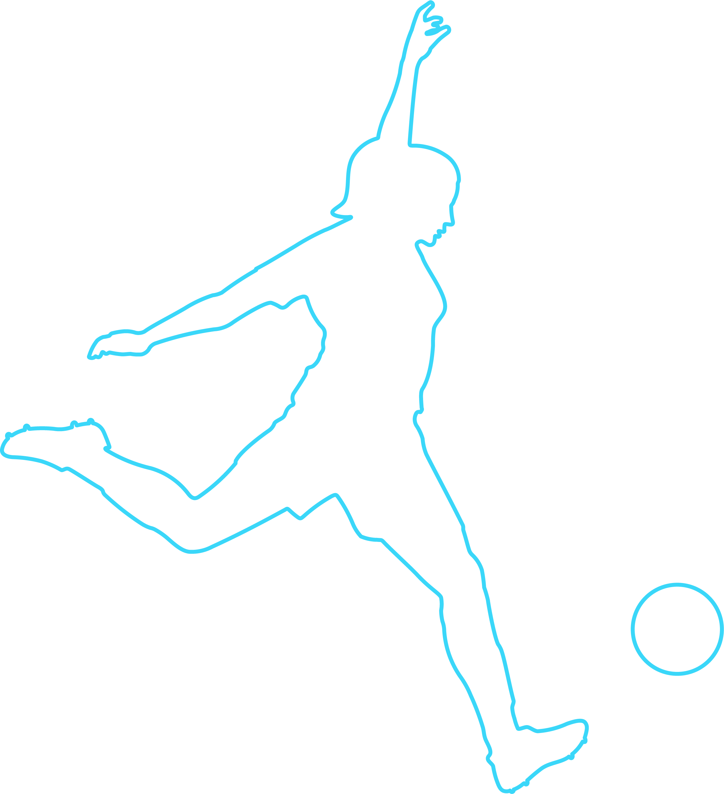 Girl kicking ball - outline